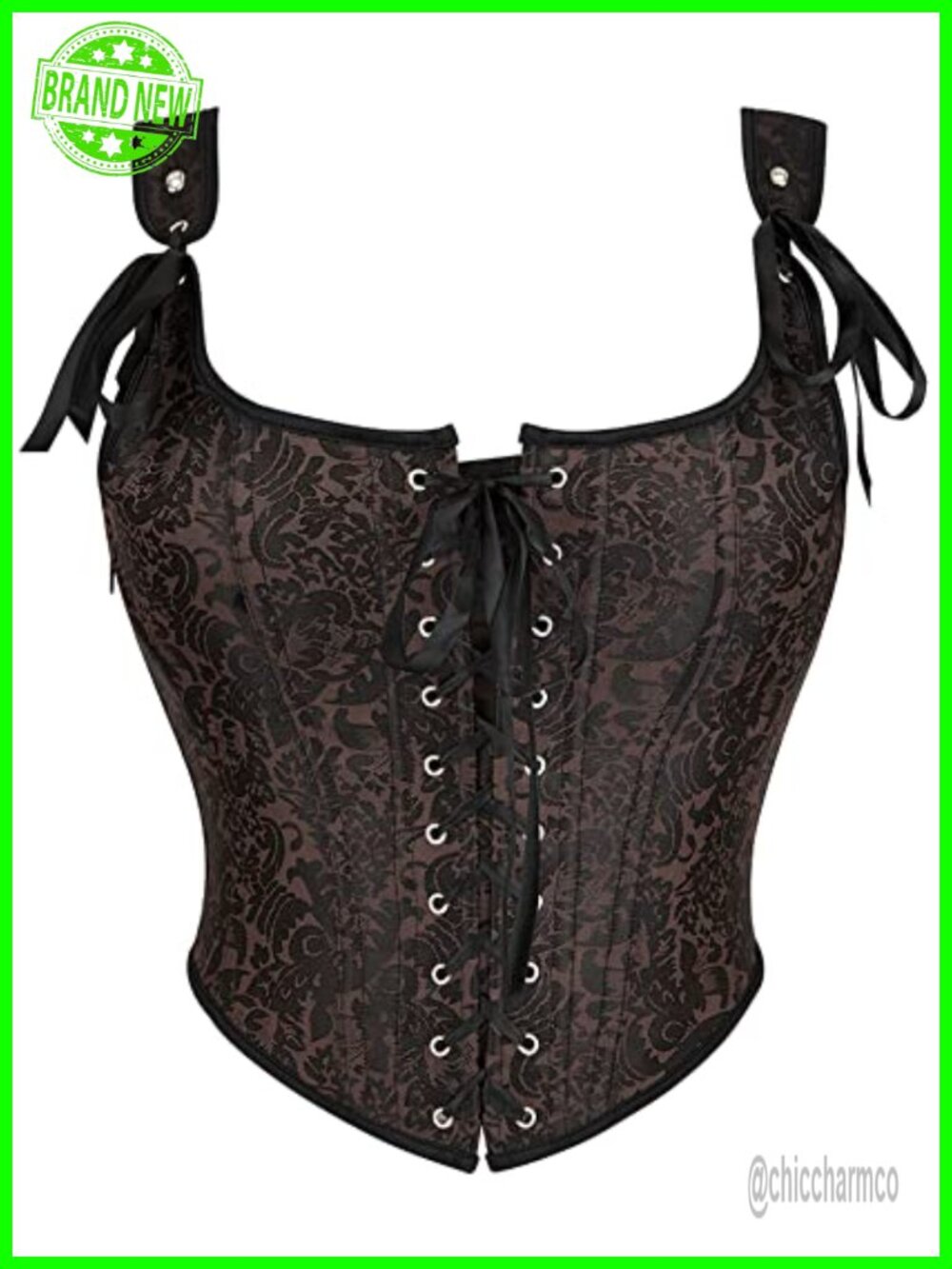 Lace Trim Corset Bustier Vintage Renaissance Lace-Up Side Zipper